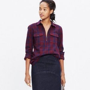 Madewell Flannel Zip Front Popover Plaid S…